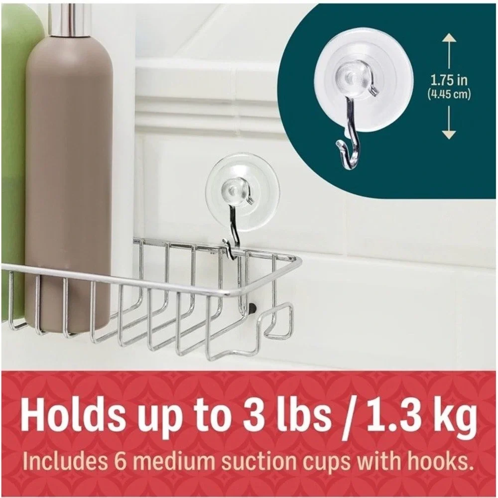 Adams Suction Cup Wall Hook‎ For Hanging All Purpose Hook Heavy Duty 3lbs 6pcs